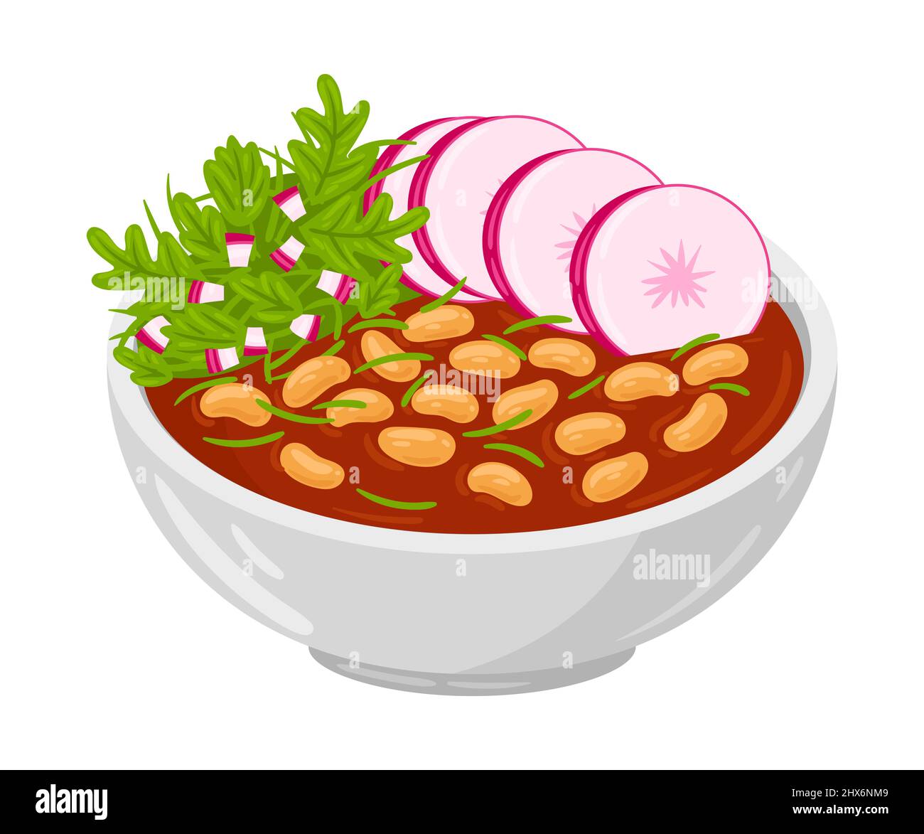 Dibujos animados Pozole sopa mexicana ilustración vectorial. Cocina mexicana  tradicional. Sopa de pozole aislada sobre fondo blanco Imagen Vector de  stock - Alamy