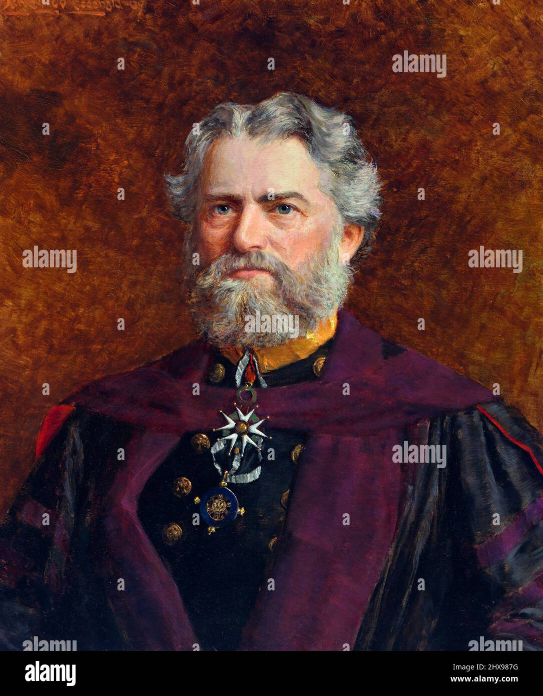 Retrato del astrónomo y matemático canadiense-americano, Simon Newcomb (1835-1909) de Charles Harold L. MacDonald, óleo sobre lienzo, 1909 Foto de stock