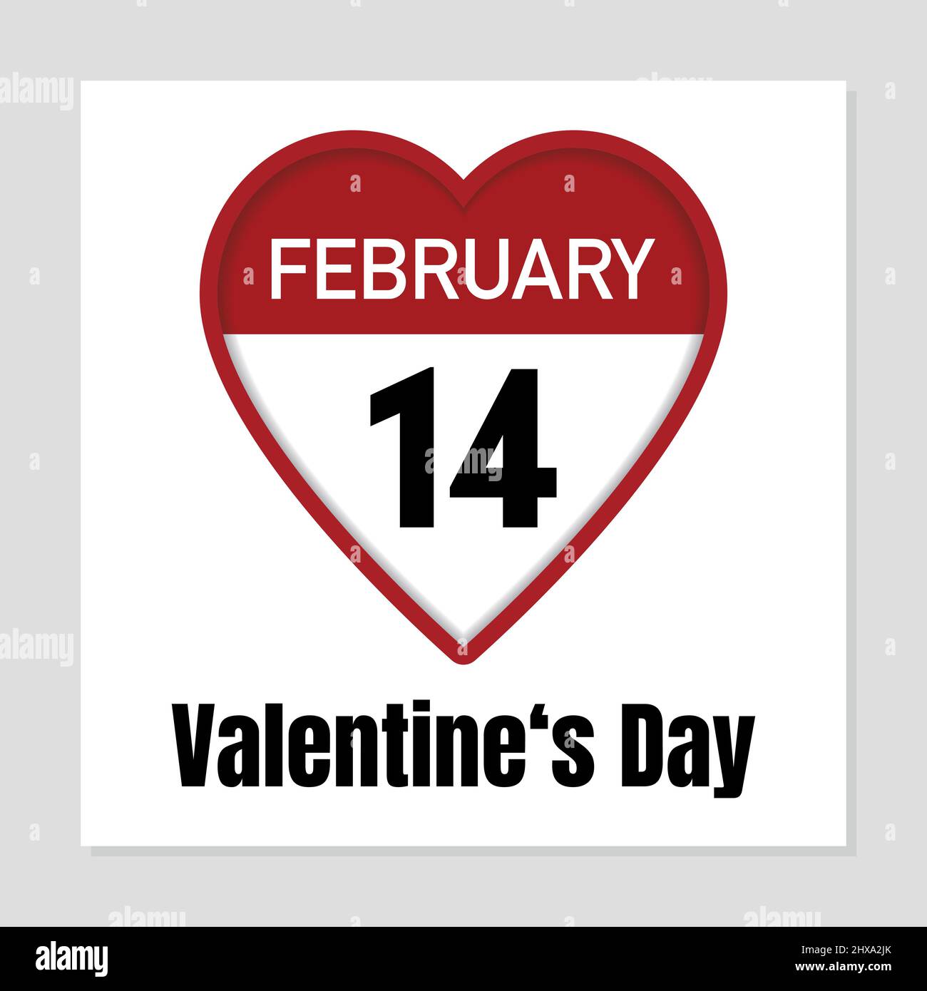 Día de San Valentín: Icono de corazón y texto sobre fondo blanco Ilustración del Vector