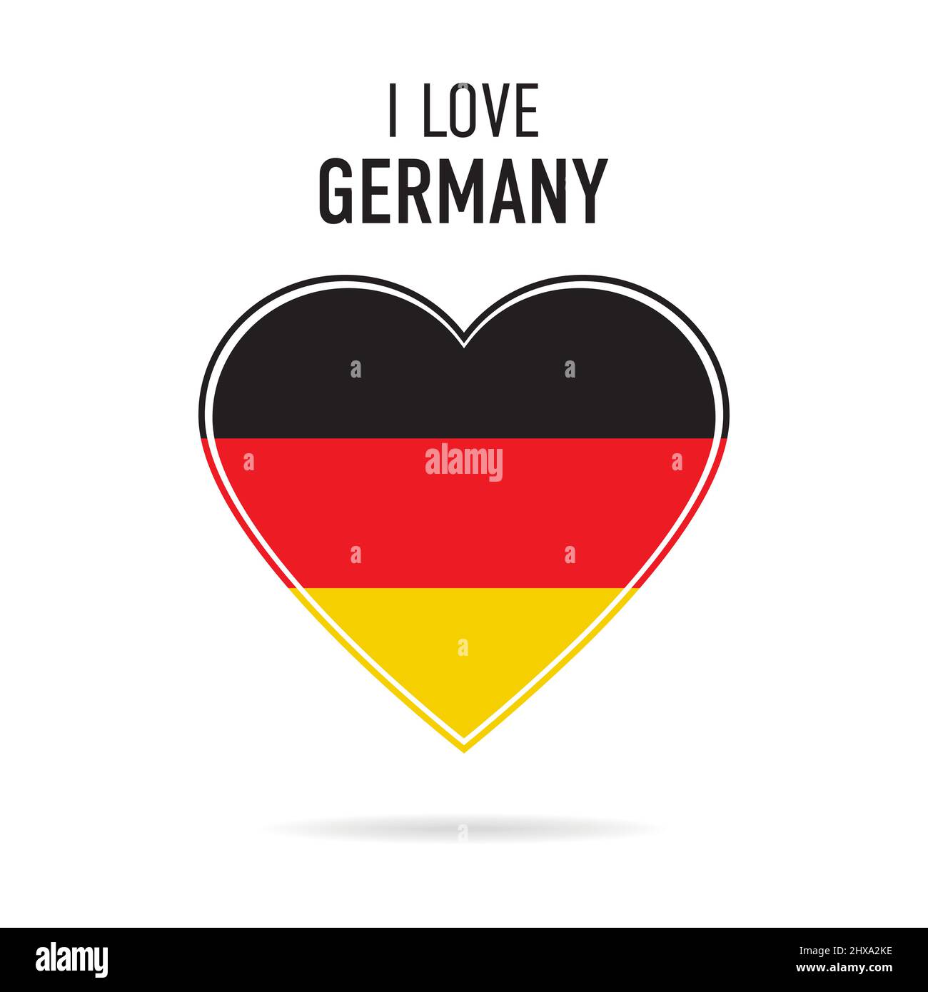 Me encanta Alemania - Diseño de la bandera y texto aislado sobre un fondo blanco Ilustración del Vector