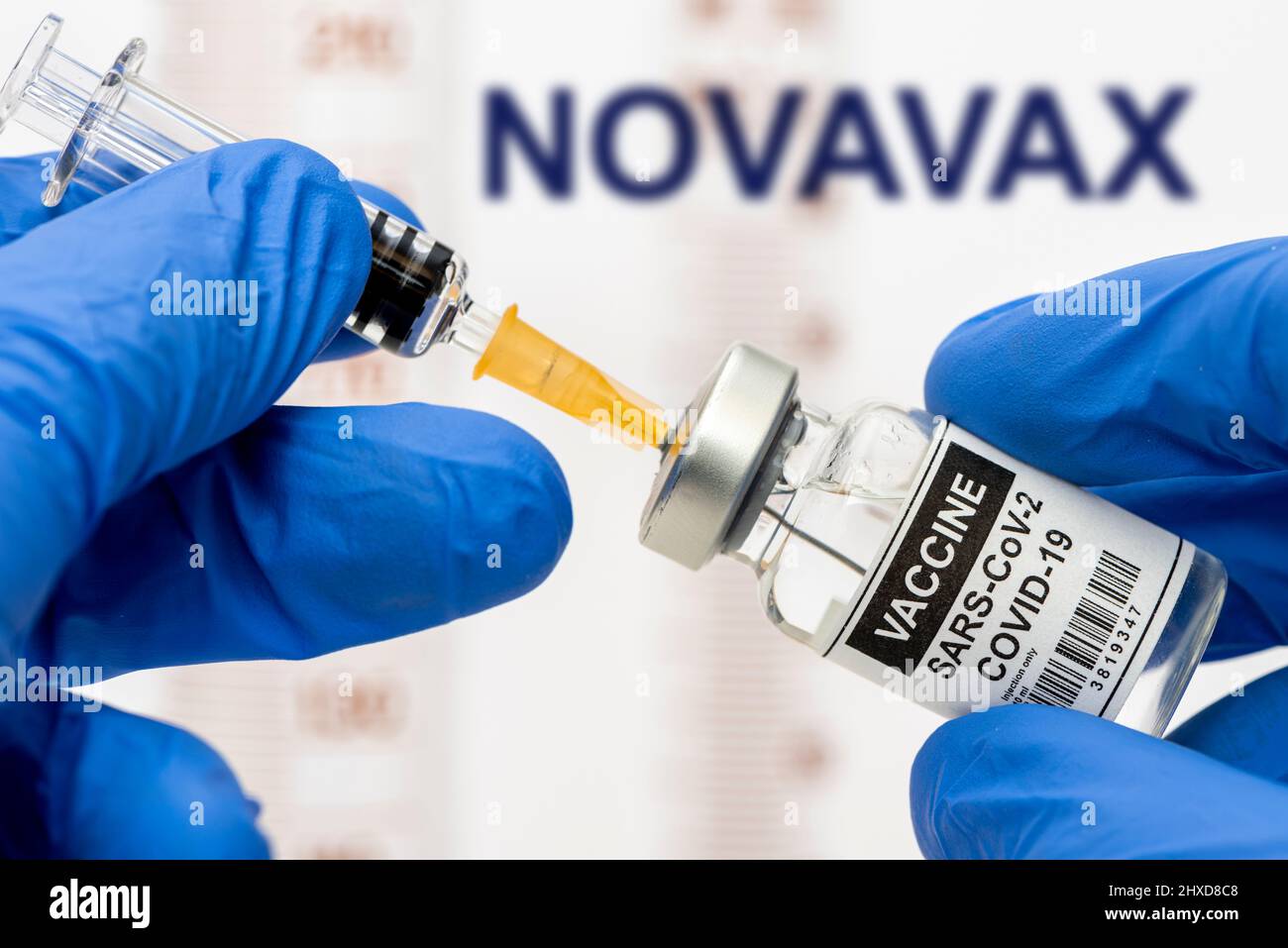 NOVAVAX mRNA Vacuna contra Corona Covid-19 Foto de stock