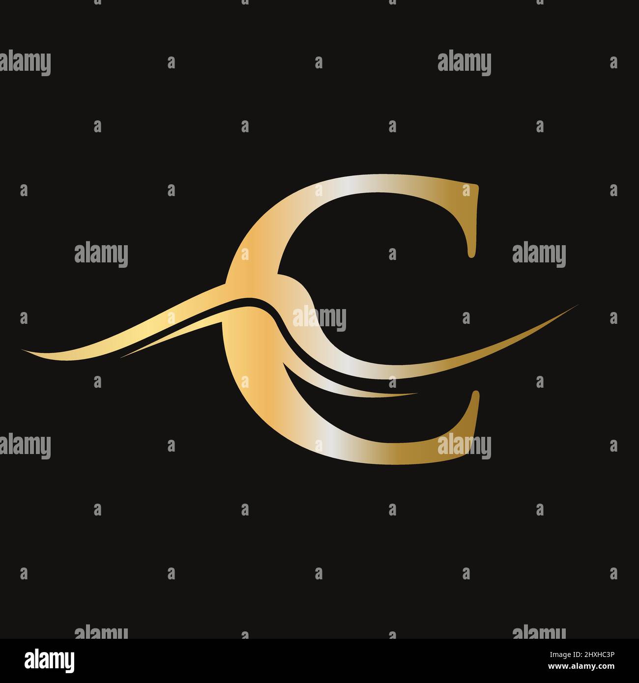 Plantilla vectorial del logotipo de la letra C. C Icono de logotipo. Diseño de logotipo en C lujoso, sencillo, minimalista y elegante Ilustración del Vector