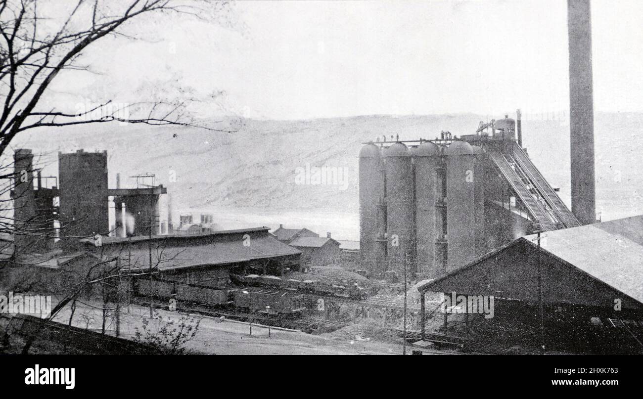 Fotografía de los hornos de explosión en Pittsburgh, Pensilvania en el 1890s Foto de stock