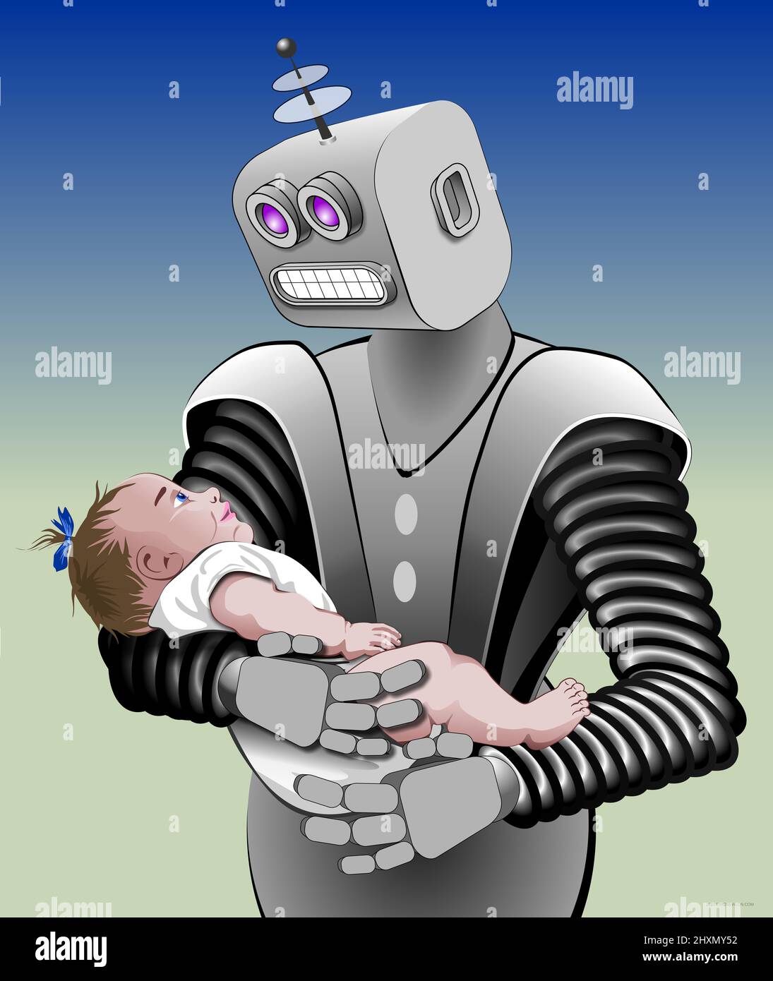 Robot niñera cuidado infantil automatizado Foto de stock