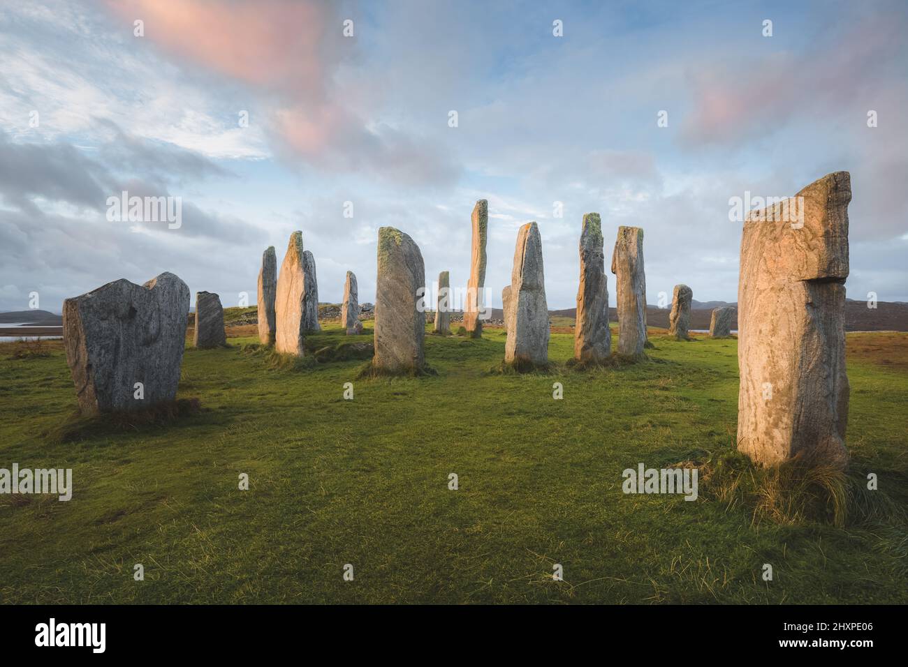 El sitio histórico de Callanish Standing Stones, un círculo de piedra neolítico en la isla de