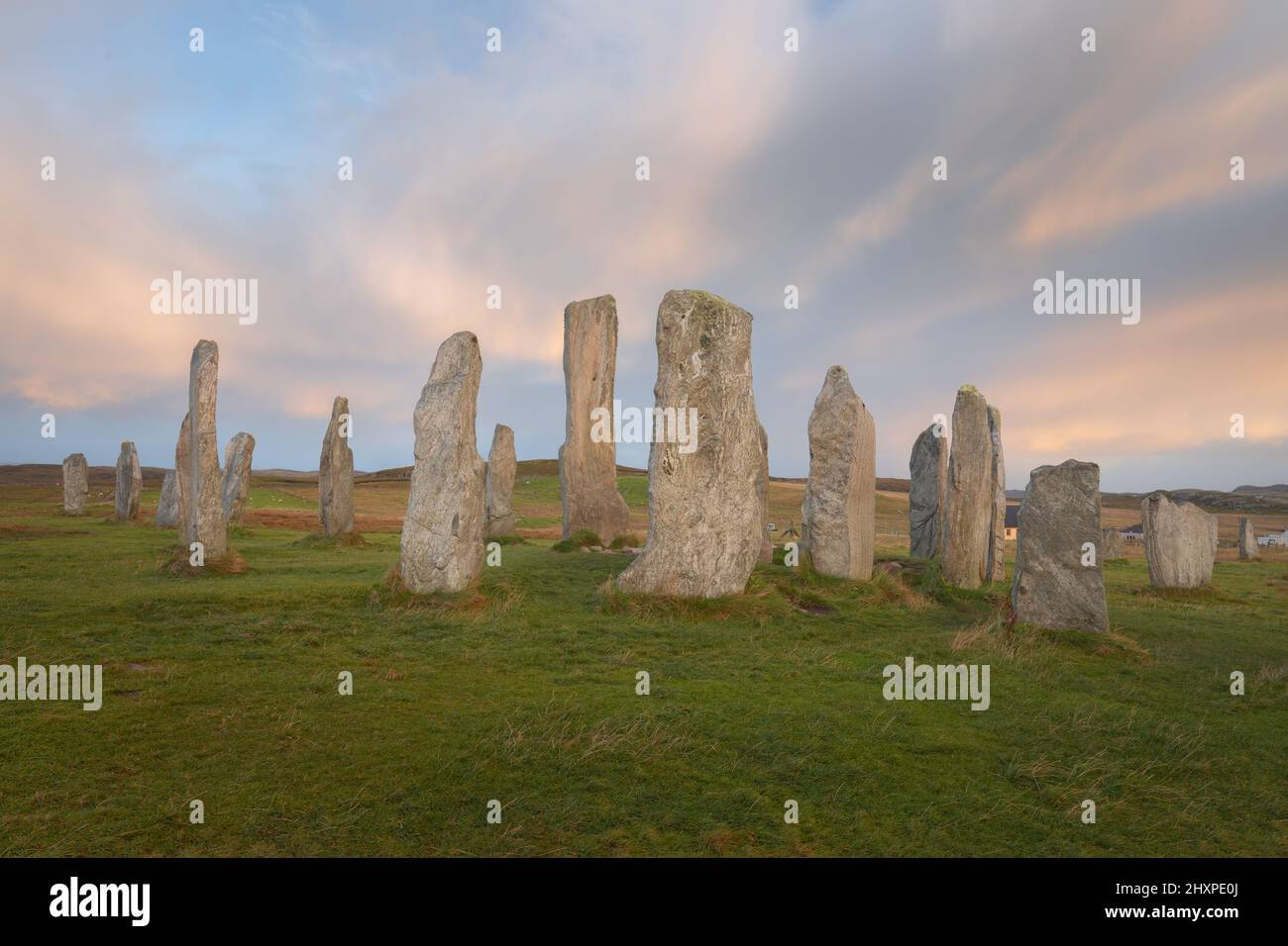 El sitio histórico de Callanish Standing Stones, un círculo de piedra neolítico en la isla de
