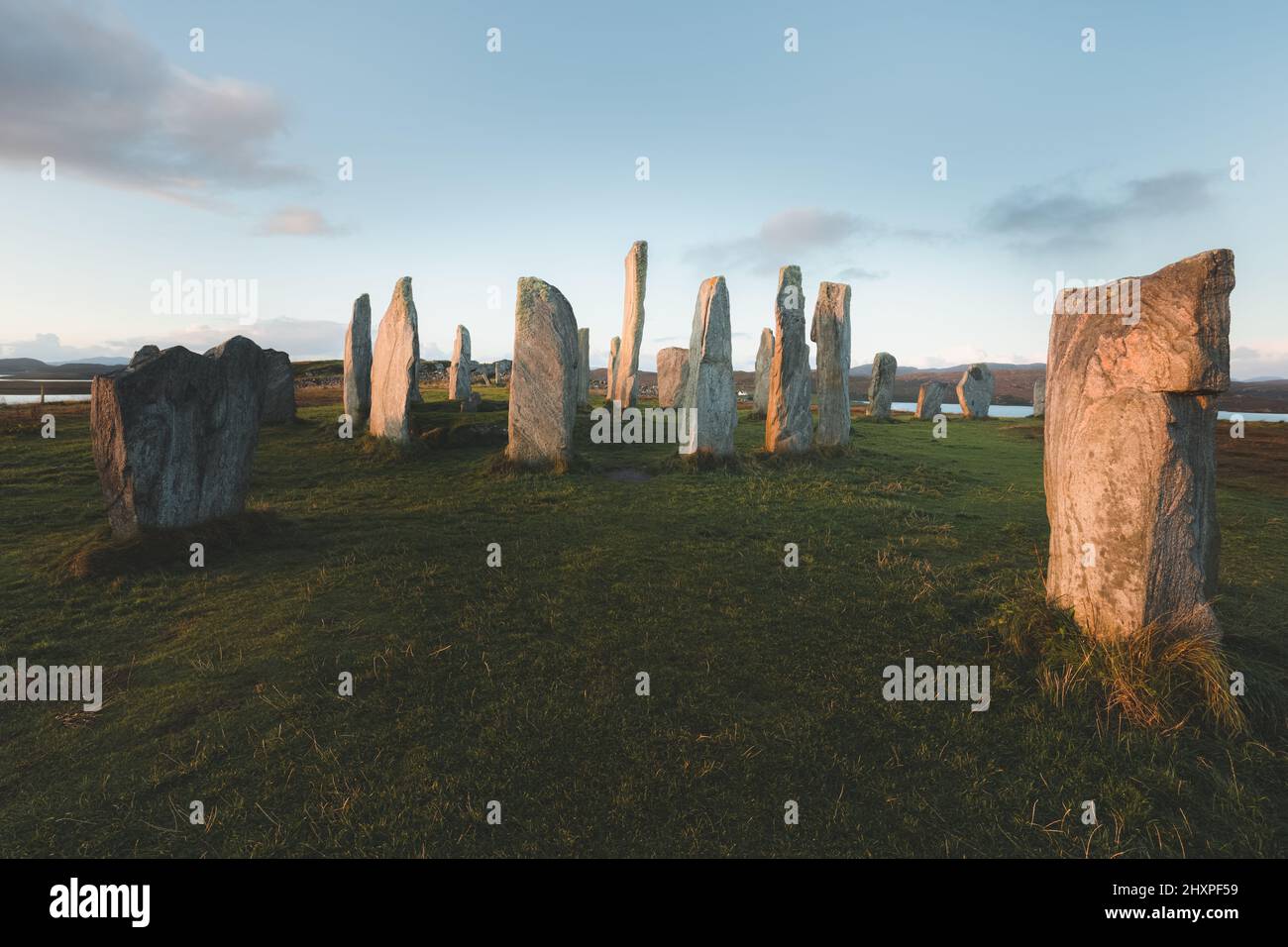 El sitio histórico de Callanish Standing Stones, un círculo de piedra neolítico en la isla de