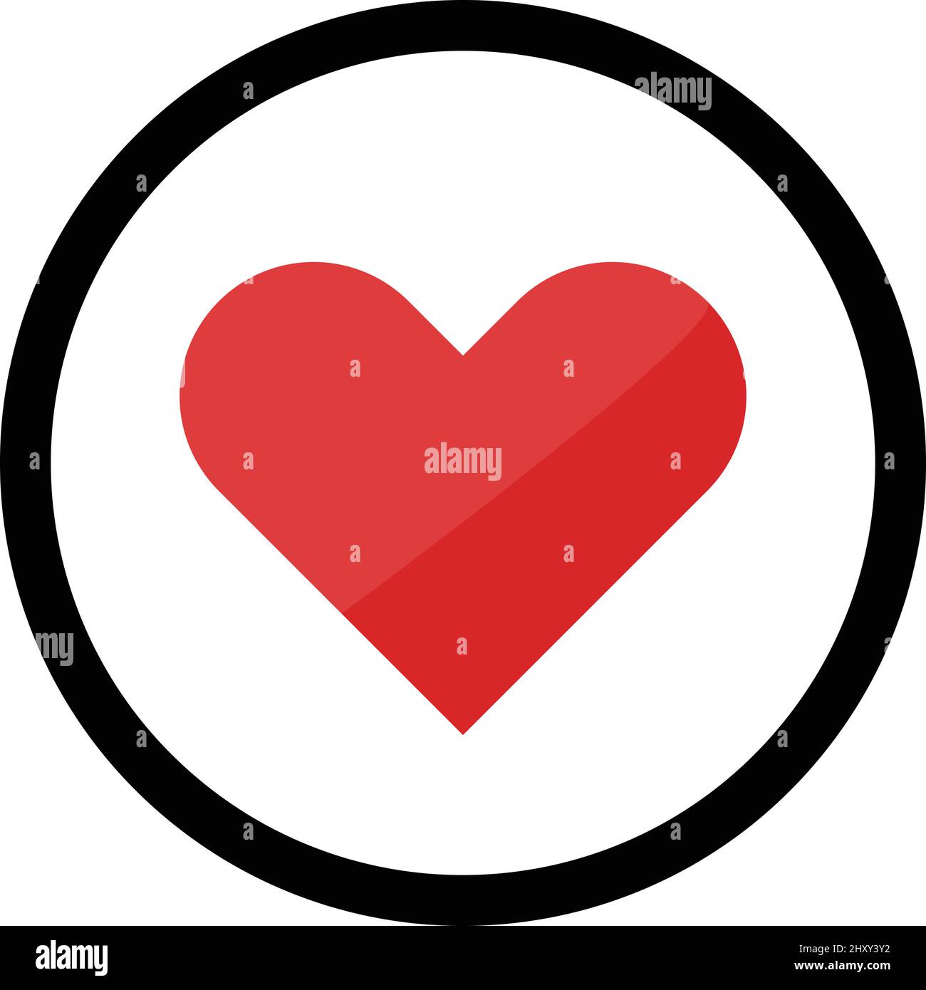 Icono de símbolo de corazón rodeado por un círculo negro. Vector editable. Ilustración del Vector