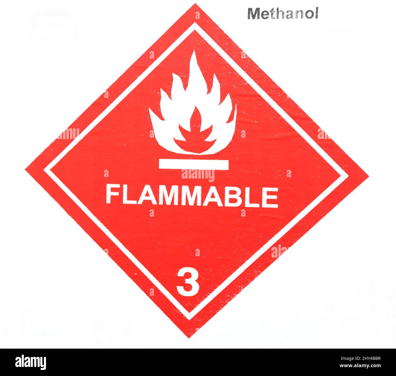 Advertencia Pegatina inflamable para metanol Foto de stock