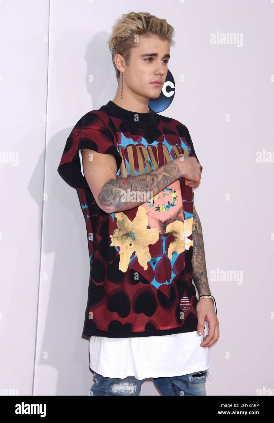 Justin Bieber 2015 American Music Awards en el Microsoft Theatre Foto de stock