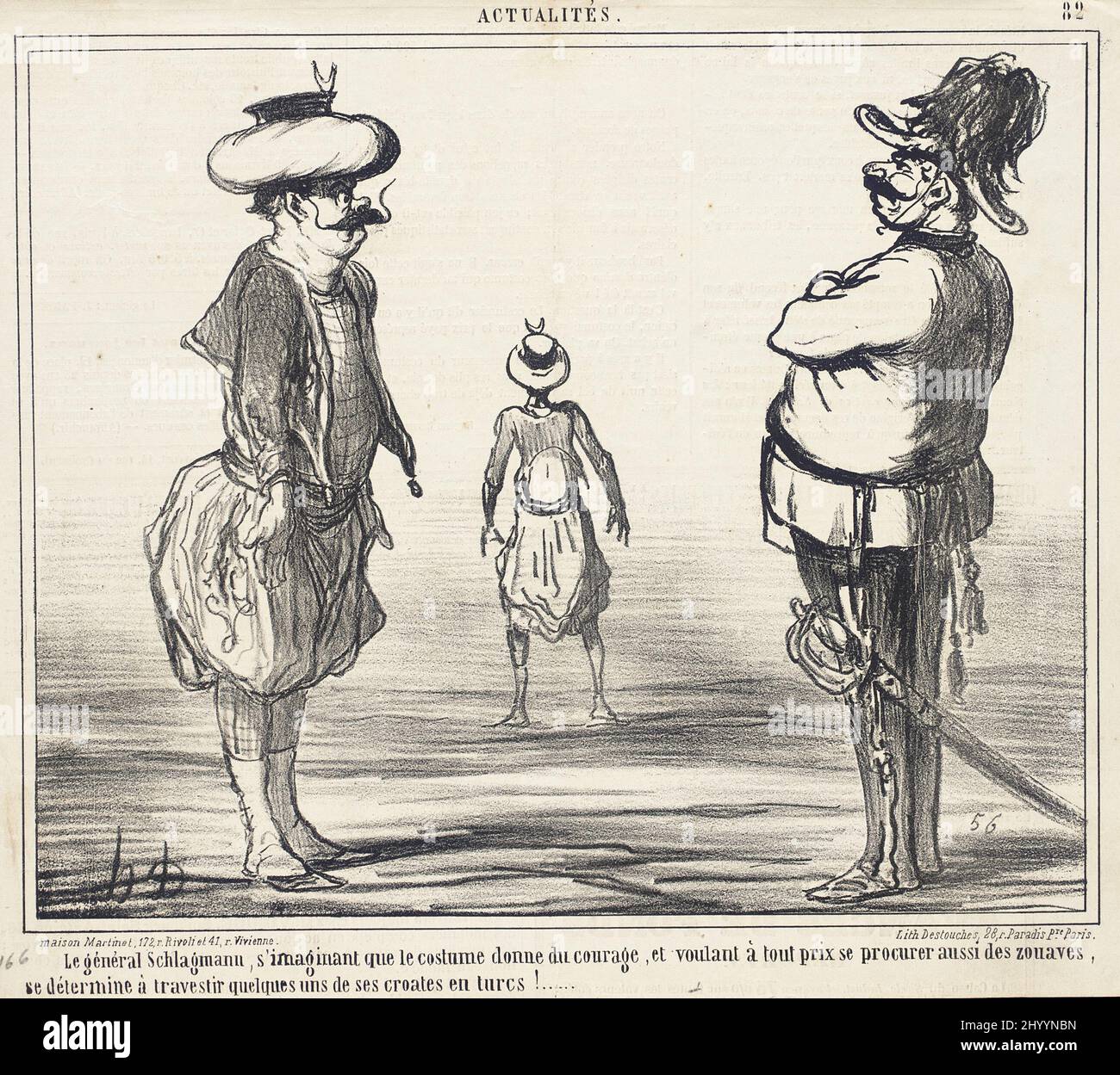 Le Général Schlick, s'imaginant que le traje donne du Courage.... Honoré Daumier (Francia, Marsella, 1808-1879). Francia, 1859. Impresiones; litografías. Litografía Foto de stock