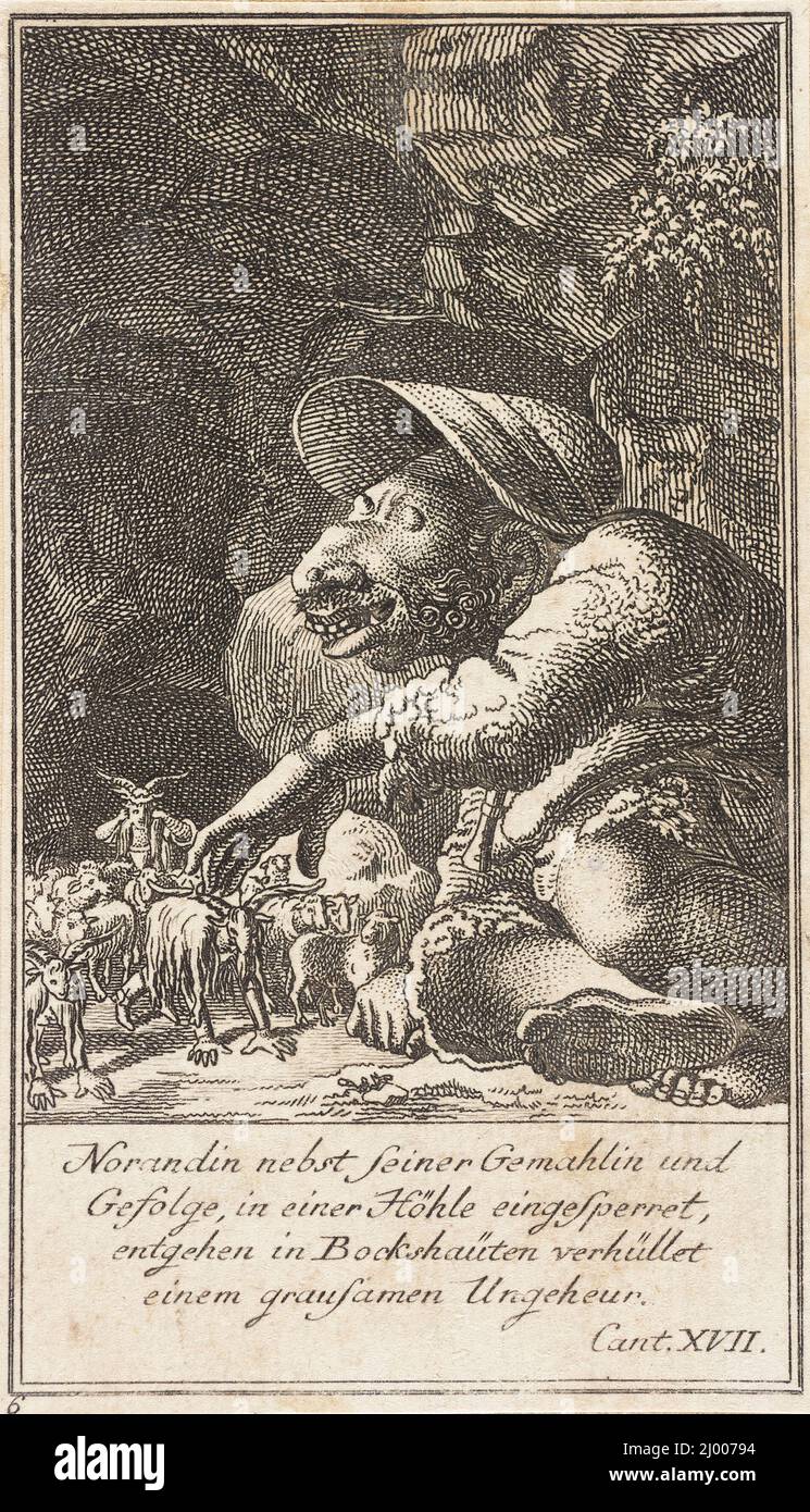 Placa 6 para 'Orlando Furioso' de Ariosto. Daniel Berger (Alemania, Berlín, 1744-1824). Alemania, 1772. Impresiones; grabados. Grabado, colocado Foto de stock