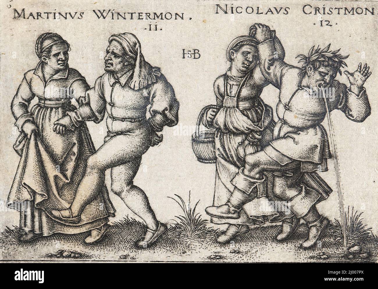 Noviembre y diciembre. Hans Sebald Beham (Alemania, Núremberg, 1500-1550). Alemania, 1546-1547. Impresiones; grabados. Grabado Foto de stock