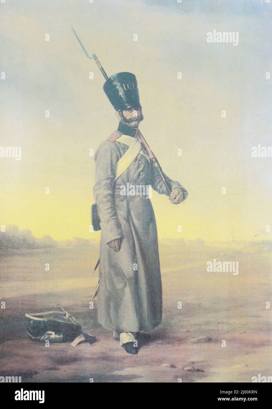 Batallón Sapper de los guardaparques privados del Imperio Ruso. Pintura de 1834. Foto de stock