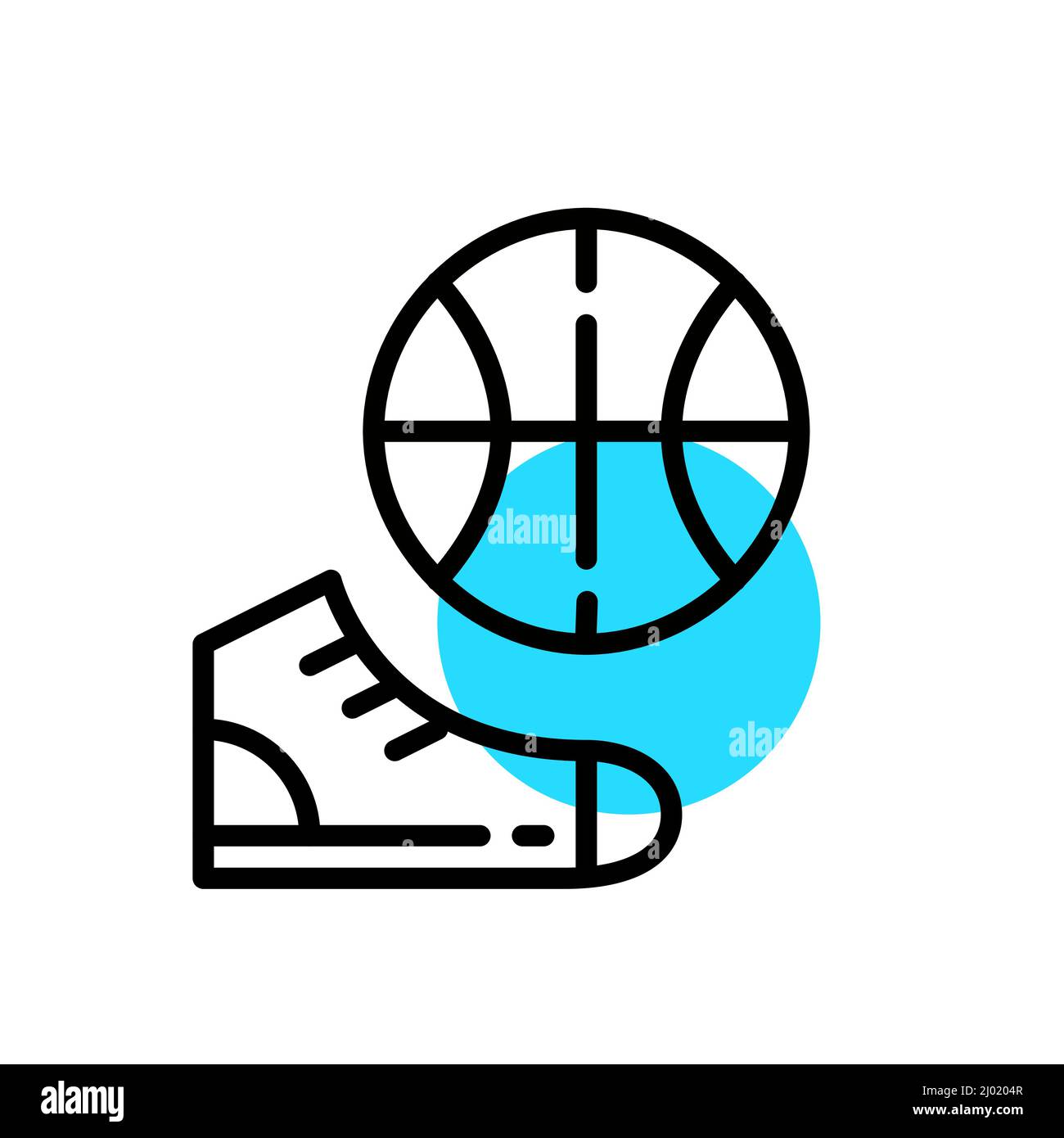 Icono de educación física y arte de línea deportiva. Baloncesto y unas  zapatillas. Color divertido de trazo editable y perfecto en píxeles Imagen  Vector de stock - Alamy
