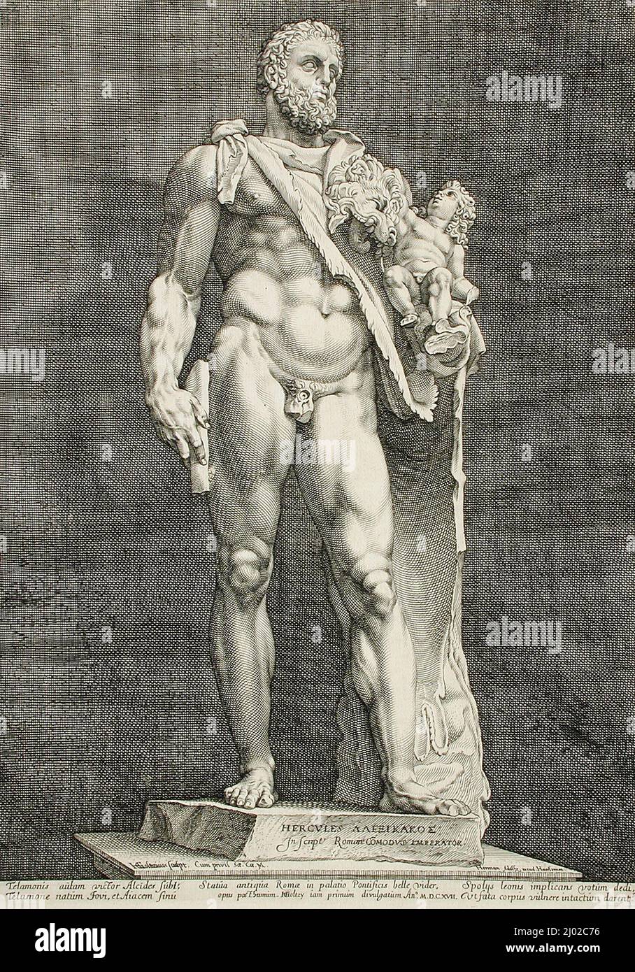 El Emperador Commodus como Hércules. Hendrik Goltzius (Países Bajos, Mülbracht [ahora Bracht-am-Niederrhein], 1558-1617). Holanda, alrededor de 1592; publicado en 1617. Impresiones; grabados. Grabado Foto de stock