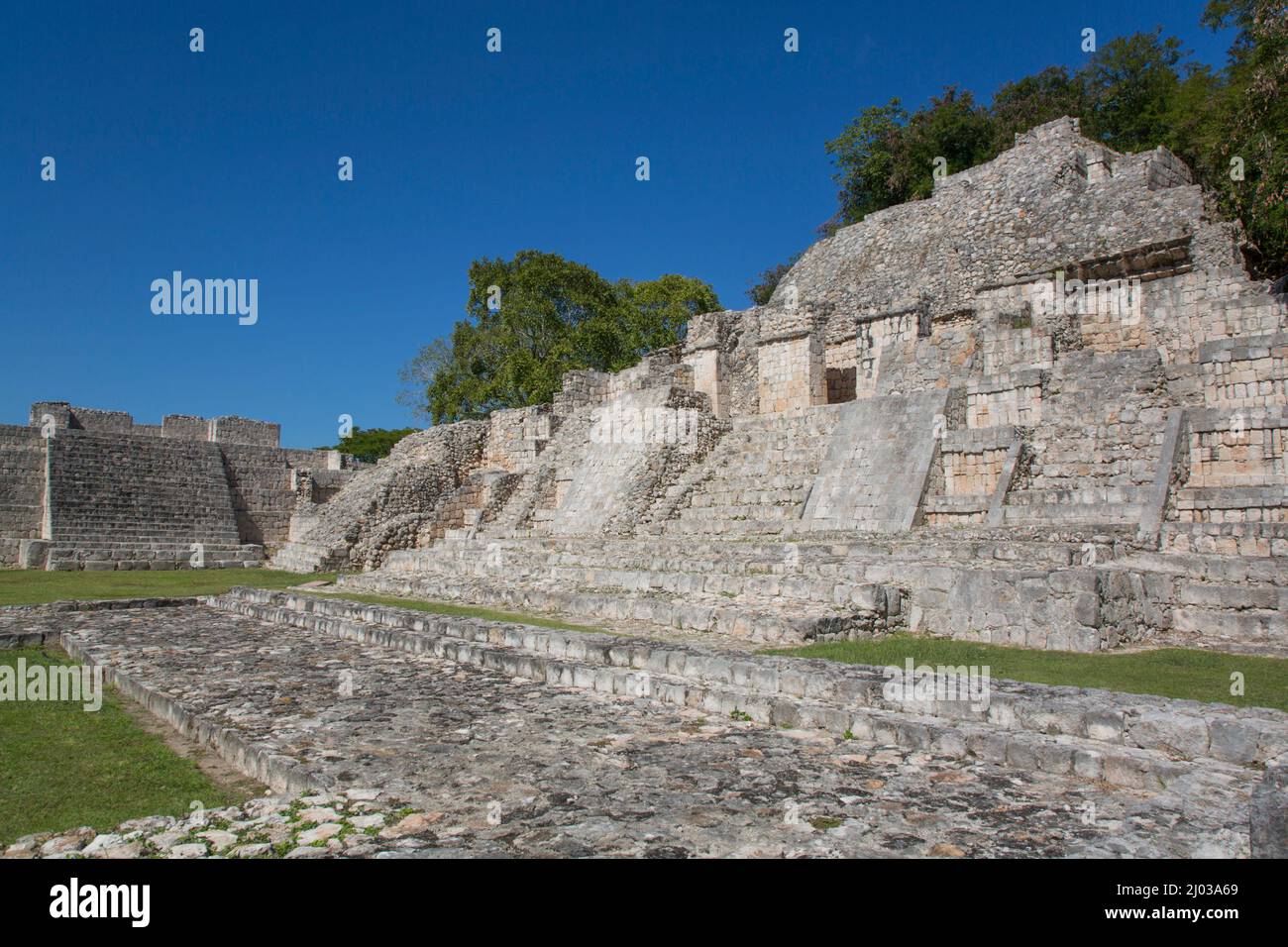 Templo del Norte, Zona Arqueológica de Edzna, Estado de Campeche, México, América del Norte Foto de stock
