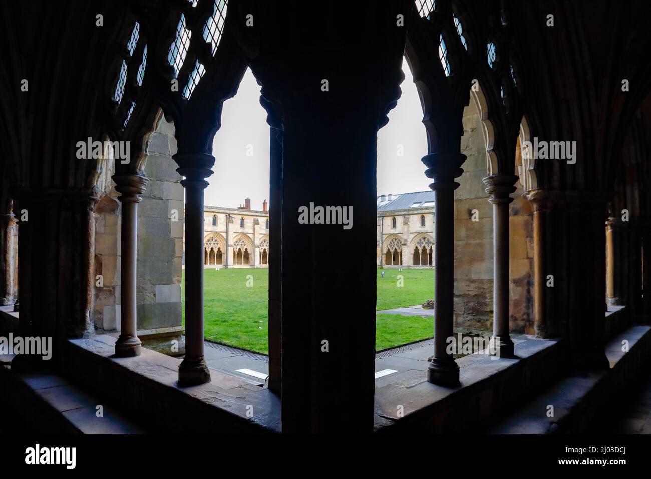 Los claustros en la catedral de Norwich. Foto de stock