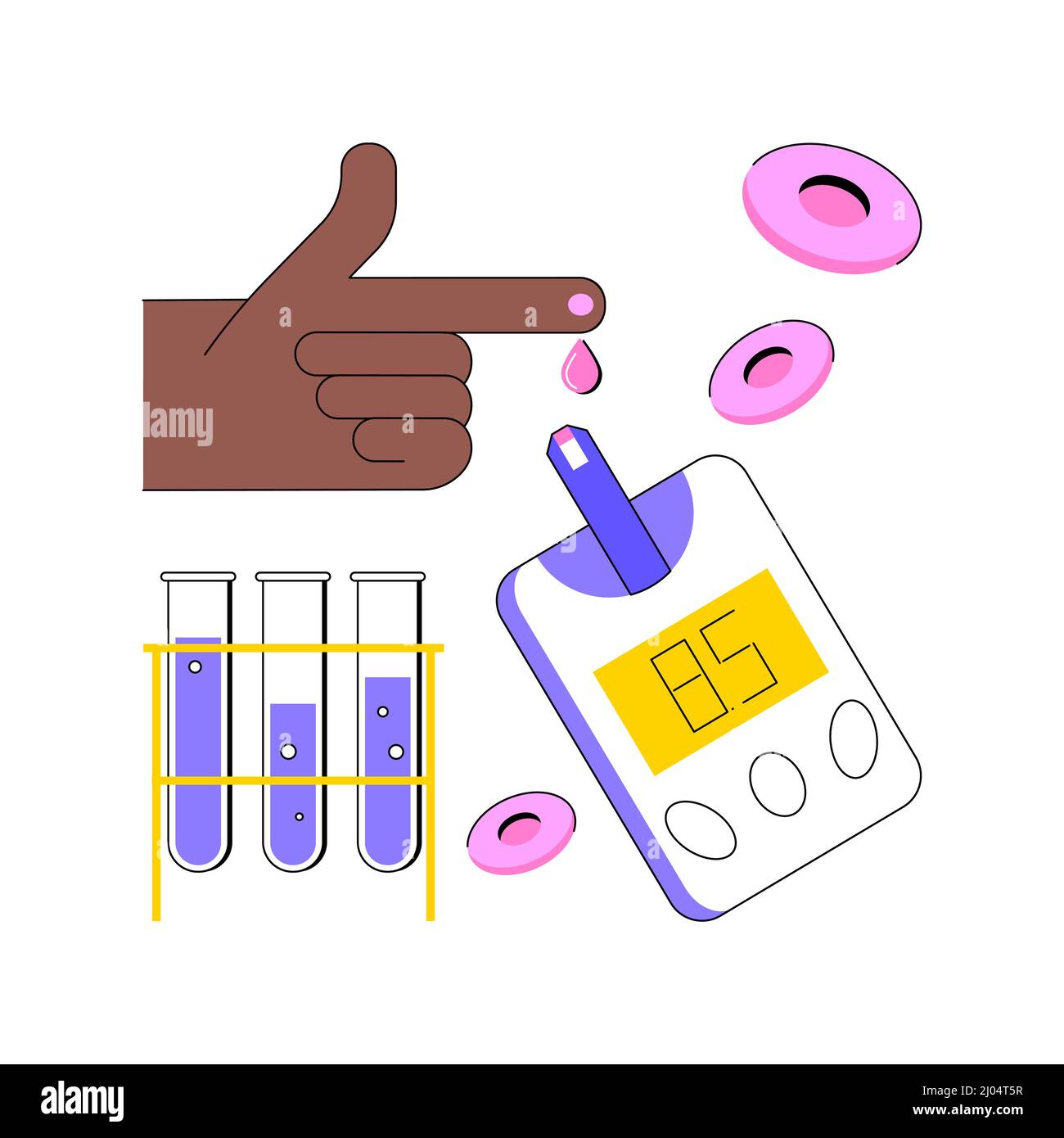 Ilustración del vector del concepto abstracto del medidor de glucosa en la  sangre. Control del nivel de azúcar en casa, diabetes mellitus, muestra de  sangre, prueba de detección, enfermedad crónica, chequeo médico,