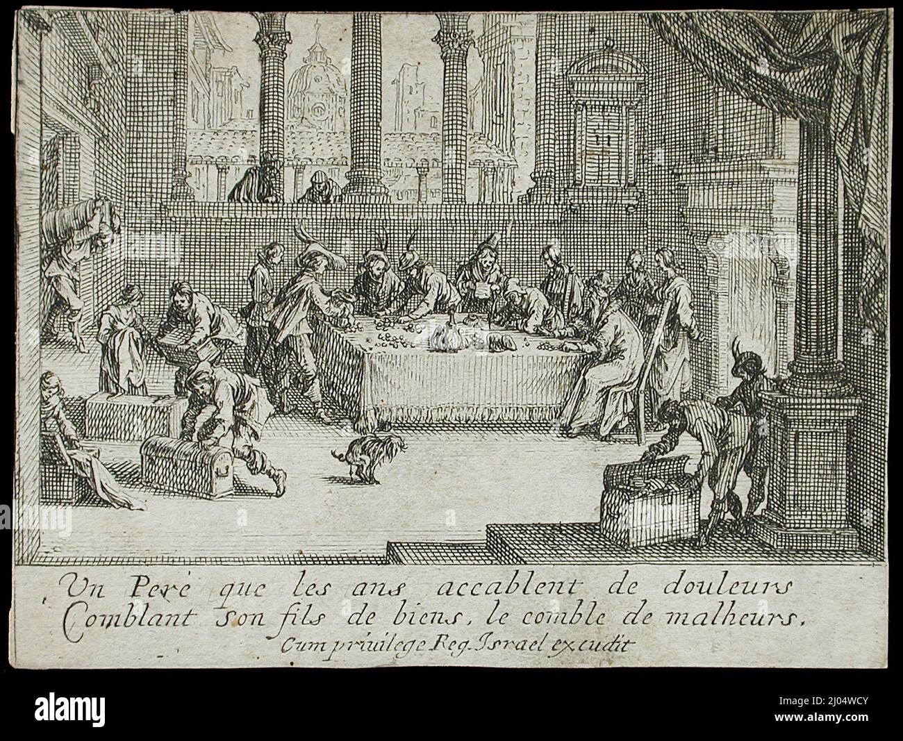 El Hijo Prodigal recibe Su Herencia. Jacques Callot (Francia, Nancy, 1592-1635). Francia, 1634. Impresiones; grabados. Grabado Foto de stock