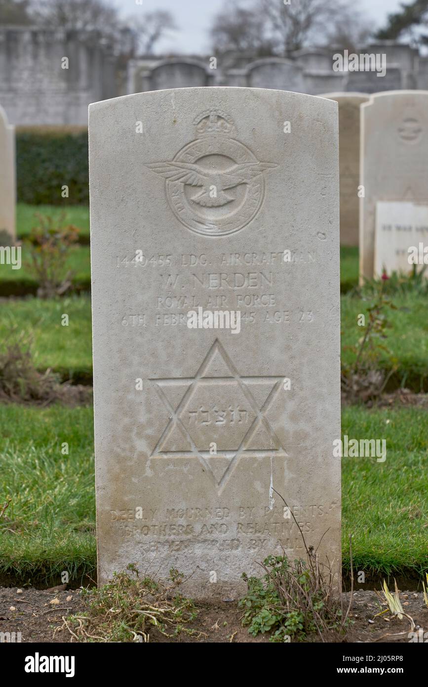 Soldados judíos WW2 tumbas este jamón cementerio judío Foto de stock