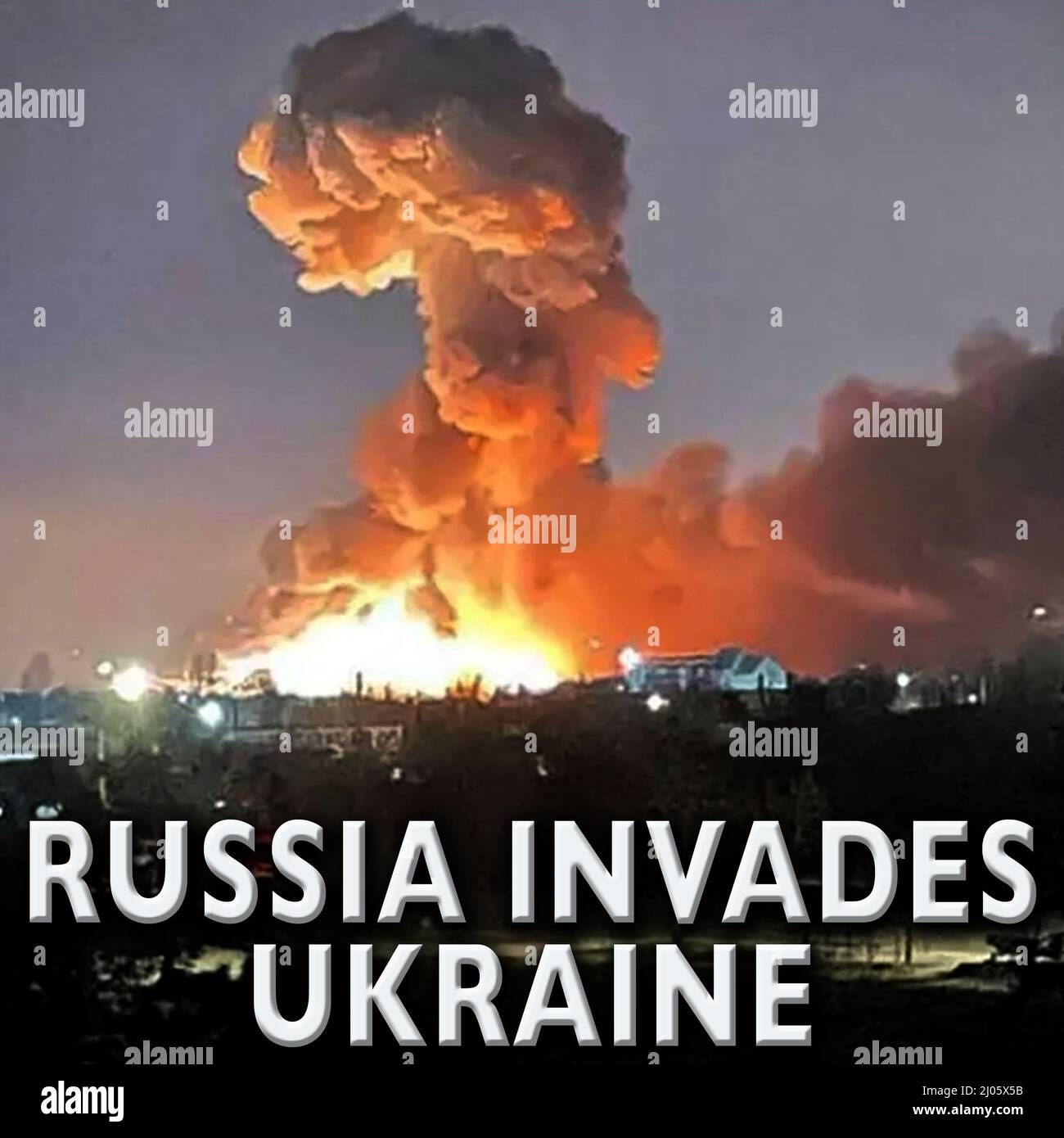 Kiev, Ucrania. 24th Feb, 2022. Las bombas rusas causan una explosión masiva  en la capital de Ucrania, a principios del jueves. La invasión rusa comenzó  el miércoles 23 de febrero de 2022.