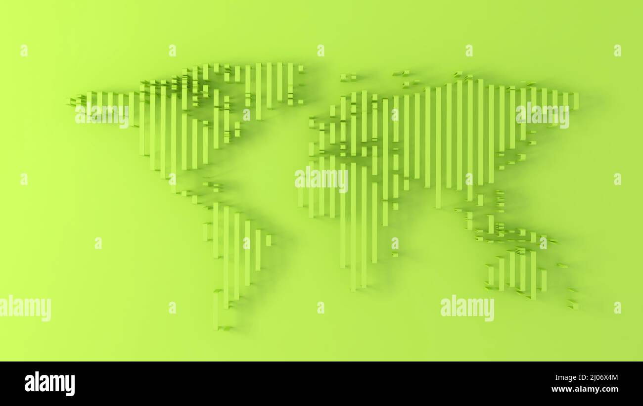 Concepto de tecnología de mapa del mundo verde abstracto Foto de stock