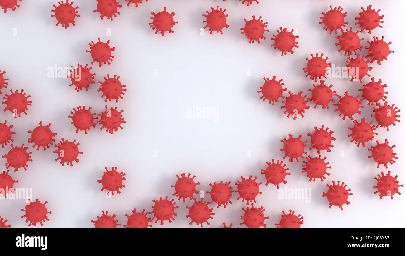 Grupo de células del virus rojo sobre fondo blanco con sombra Foto de stock