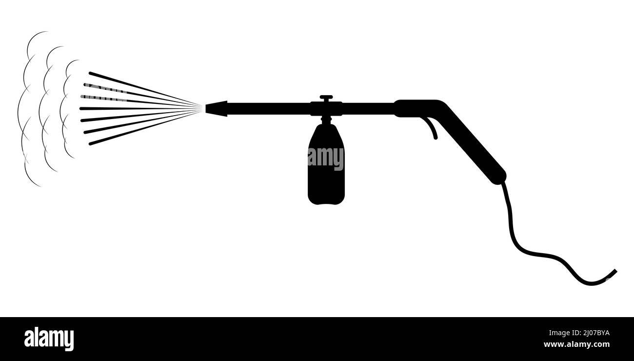 Bomba de alta presión de pistola de lavado con espumante, champús de espuma para lavar coches Ilustración del Vector