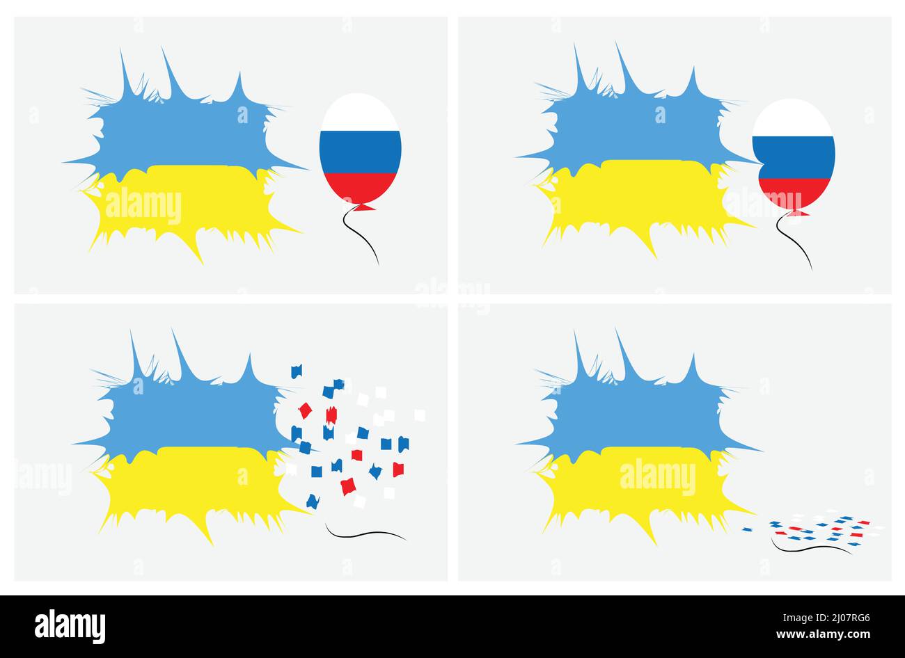 Relaciones entre Ucrania y Rusia. Bandera de dos países. Guerra en Ucrania Ilustración del Vector