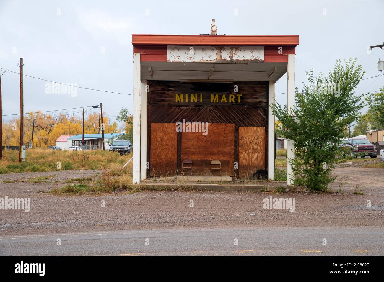 EE.UU., Montañas Rocosas, Nuevo México, Chama, abandonado marlet Foto de stock