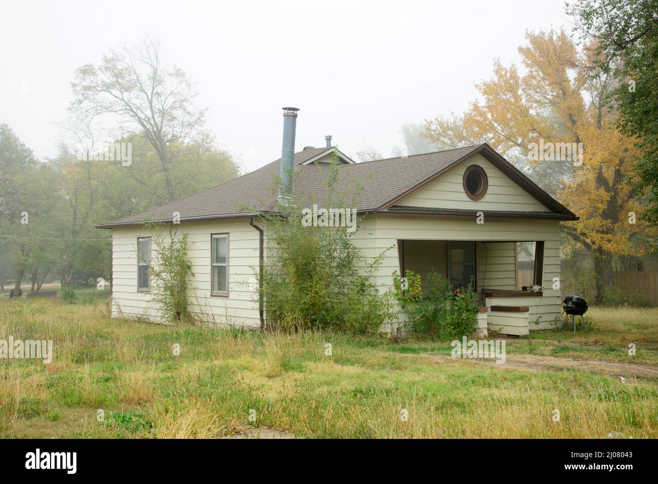 Estados Unidos, Great Plains, Kansas, Condado de Harper, Sawyer, casa abandonada Foto de stock