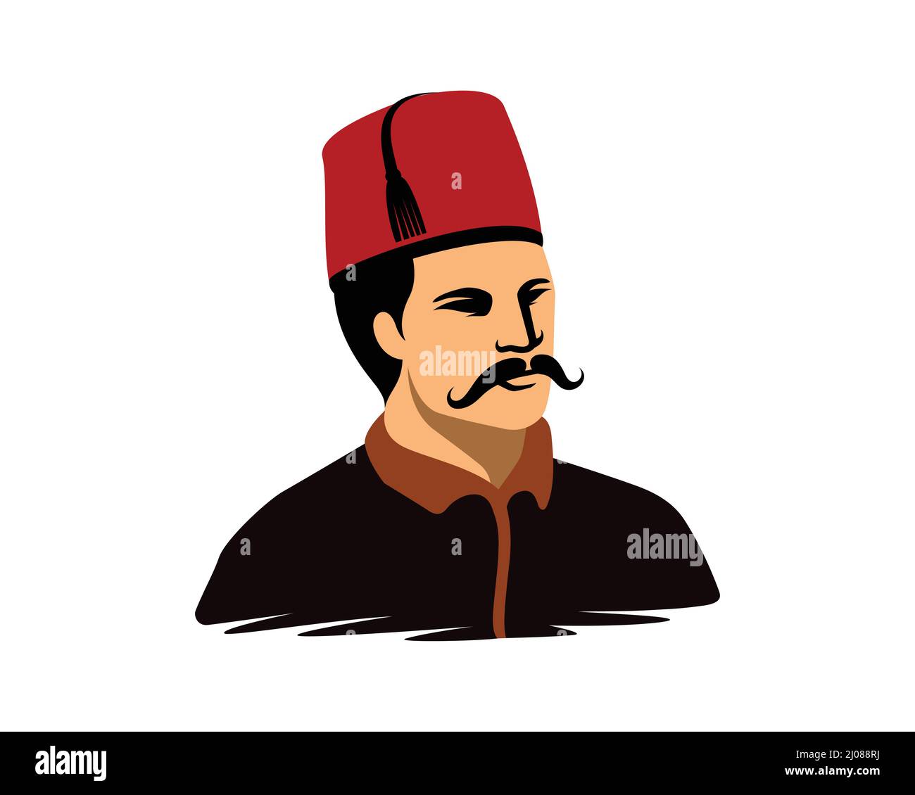 Elegante y sofisticado estilo de moda de hombre turco con su sombrero tradicional Fez Ilustración del Vector