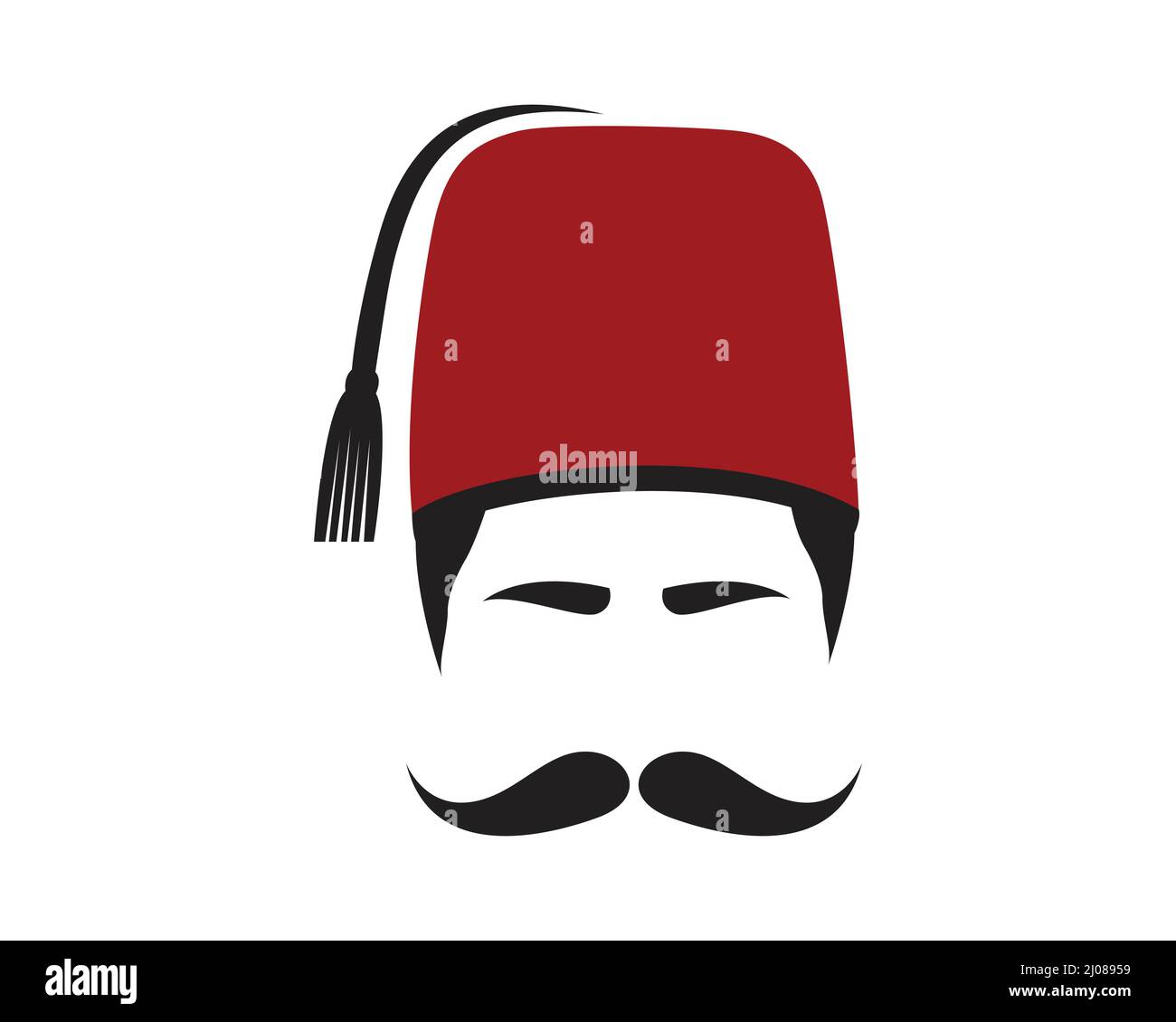 Sombrero de Fez Turco con Moustache Ilustración Ilustración del Vector