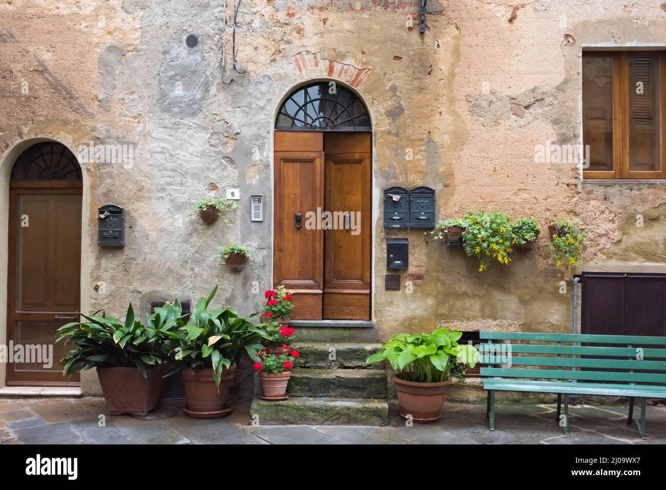 Ciudad histórica de San Quirico d'Orcia, Provincia de Siena, Región Toscana, Italia Foto de stock