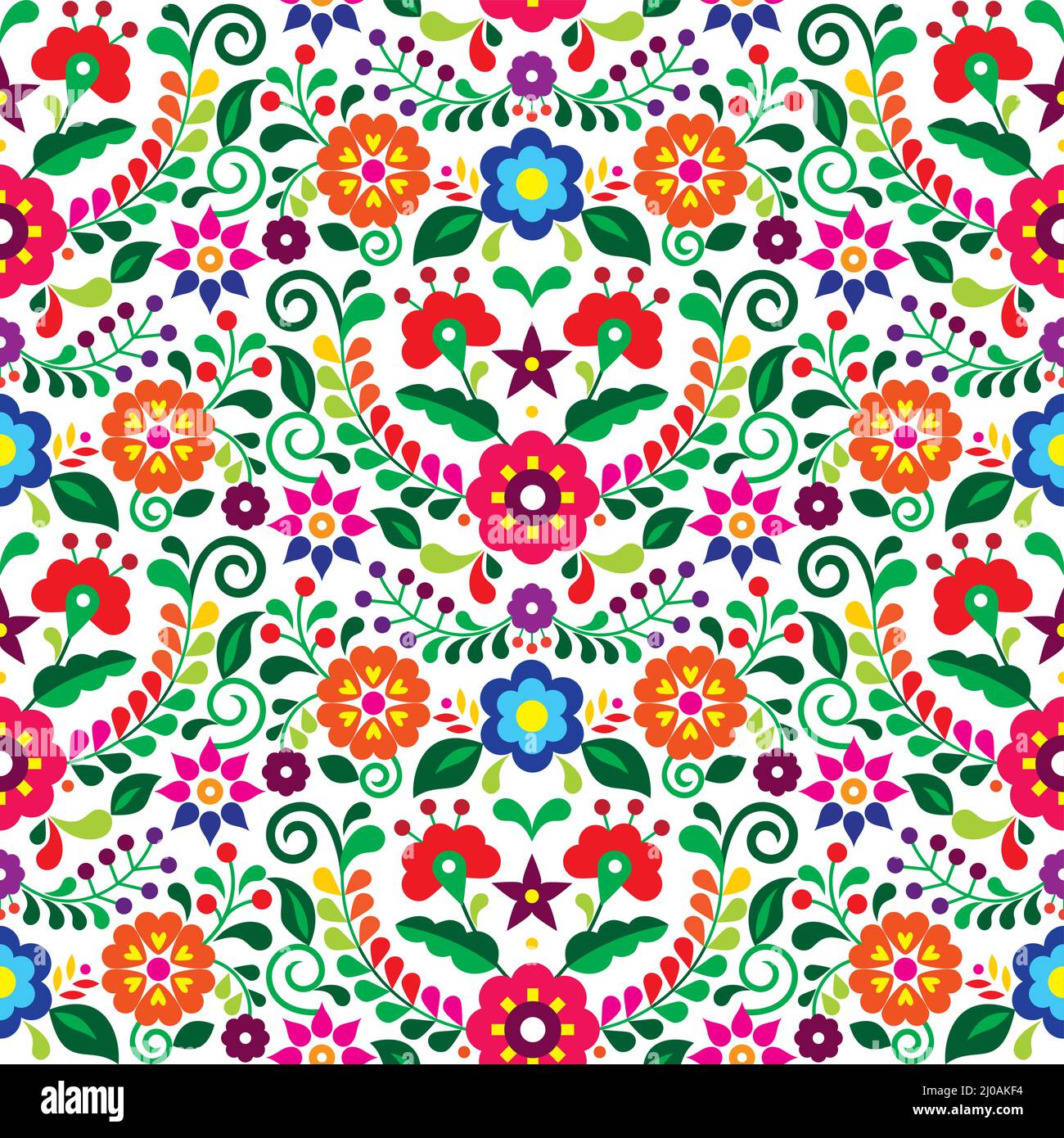 Diseño de vector estilo artístico mexicano sin costuras con estampado de  flores, telas o telas inspirado en los adornos bordados tradicionales de  México Imagen Vector de stock - Alamy