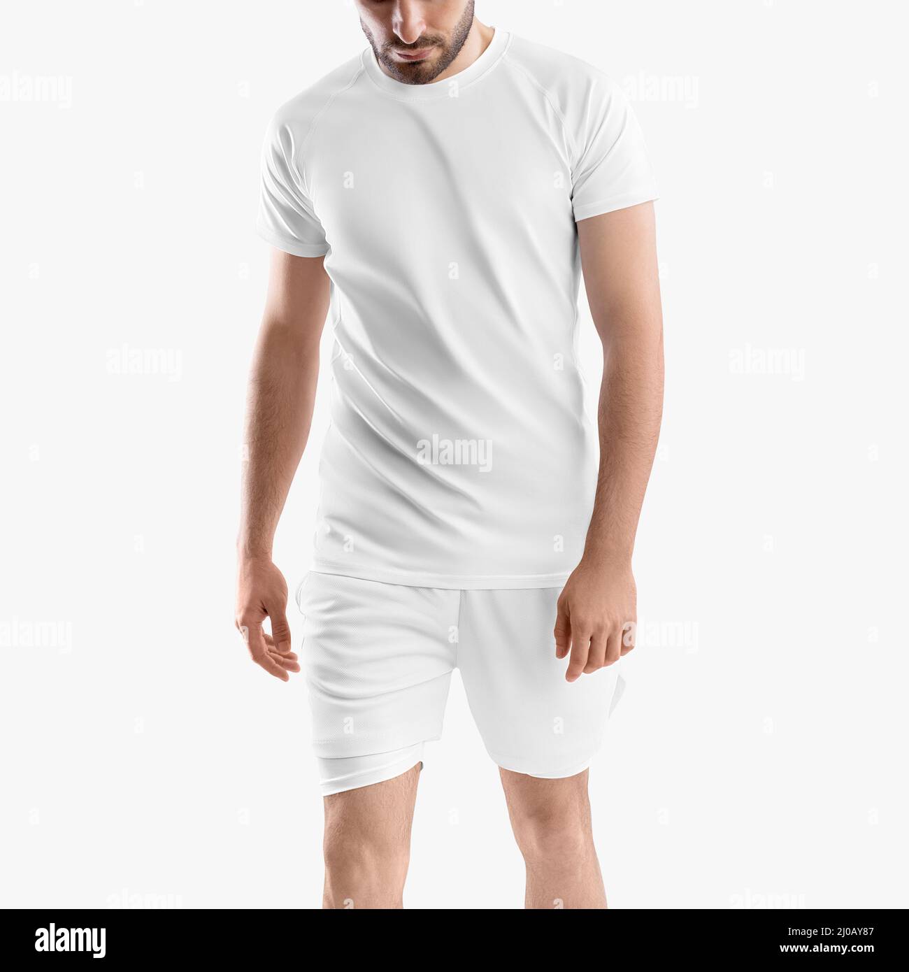 Camisa de manga corta holgada blanca con forro de compresión y camiseta  para hombre, para diseño, estampado, diseño, vista frontal. Plantilla de  chándal deportivo con debajo Fotografía de stock - Alamy