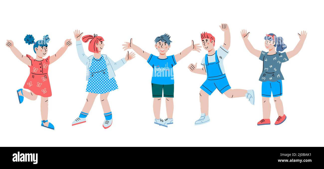 Grupo de niños escolares felices y sonrientes. Los niños de la escuela