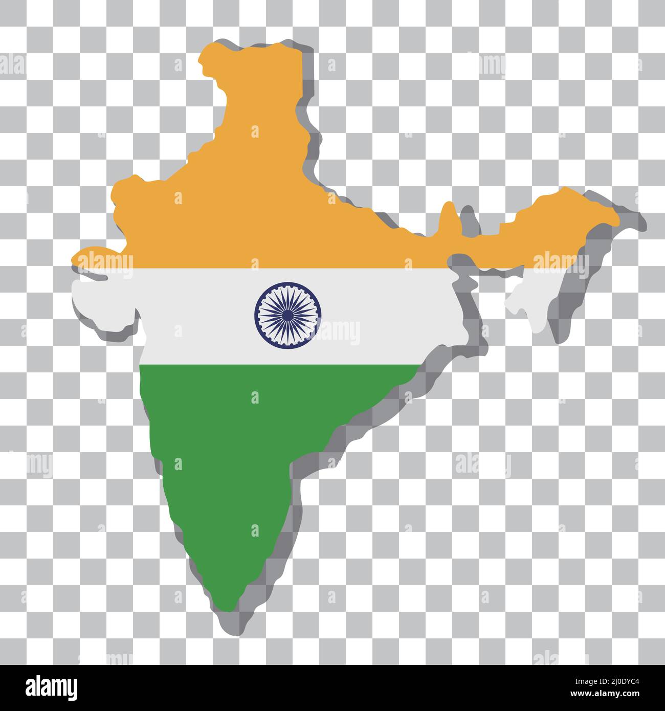 La bandera india en la forma del continente indio. Vector editable. Ilustración del Vector