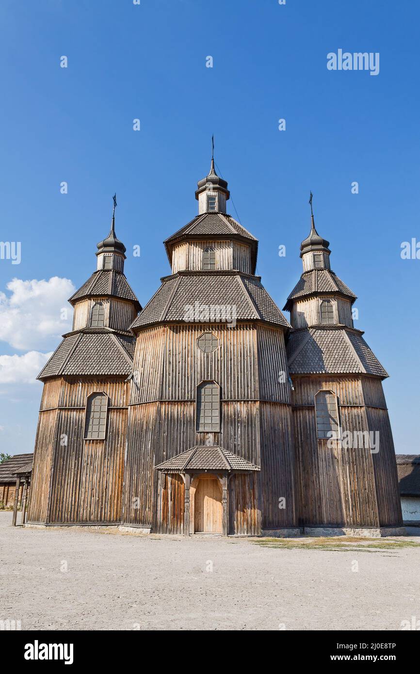 Templo de la cubierta virgen en la imagen vertical de Zaporozhye Sech Foto de stock