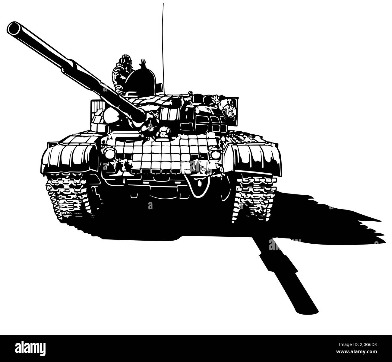 Dibujo del tanque de batalla ruso Imagen Vector de stock - Alamy