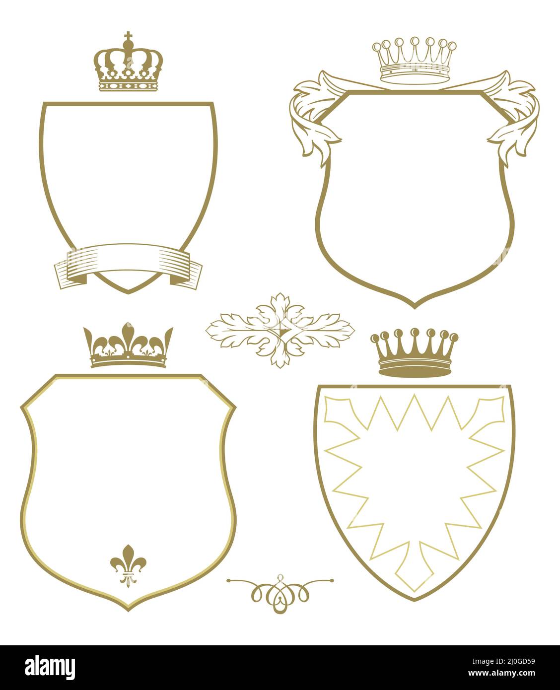 Escudo De Armas Con Escudos Y Coronas Aisladas Sobre Fondo Blanco