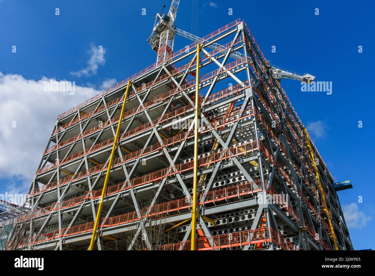 Acería en construcción para el edificio de oficinas No.4 de New Bailey, New Bailey, Salford, Manchester, Inglaterra, REINO UNIDO Foto de stock