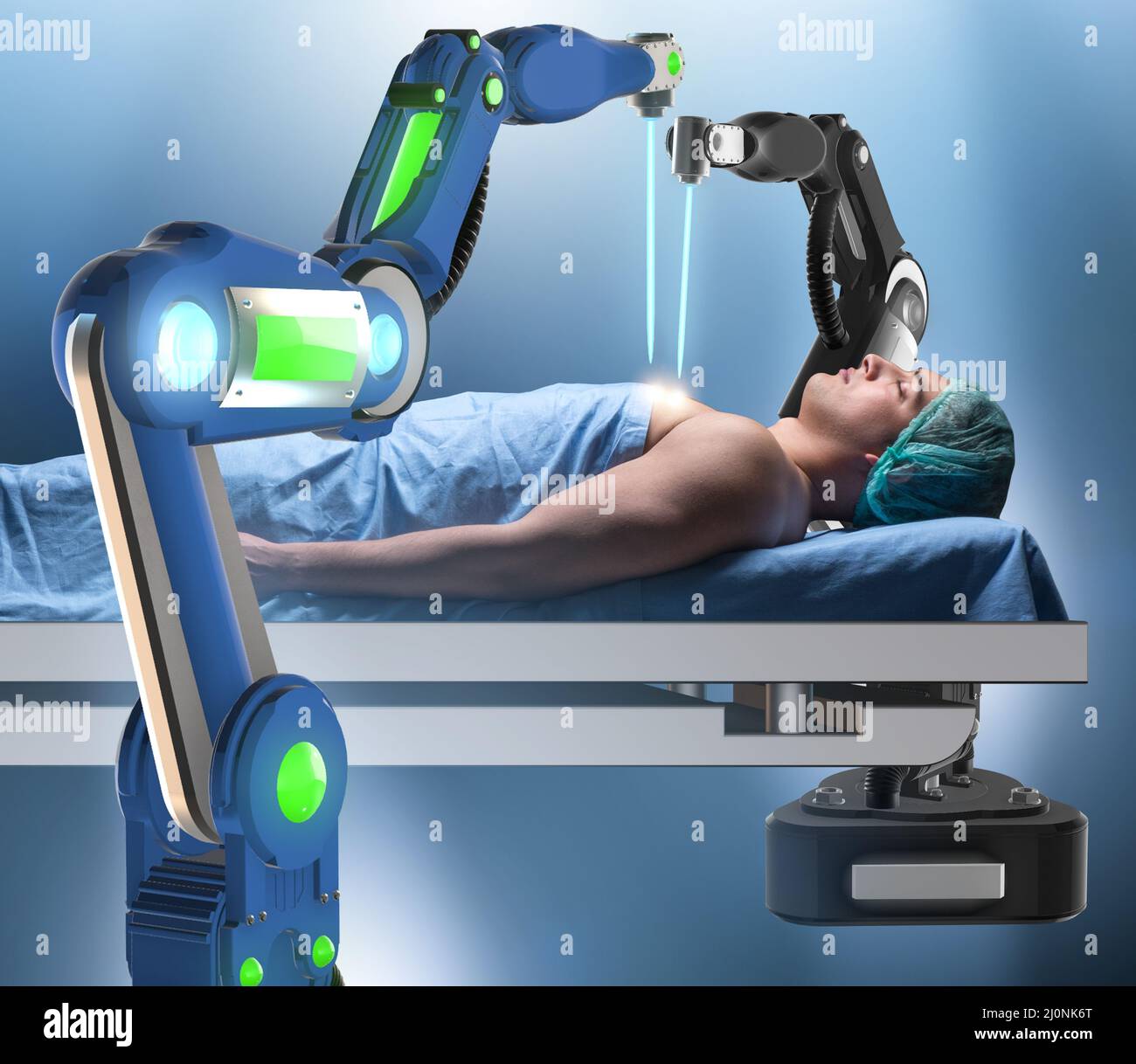 La cirugía realizada por el brazo robótico Foto de stock