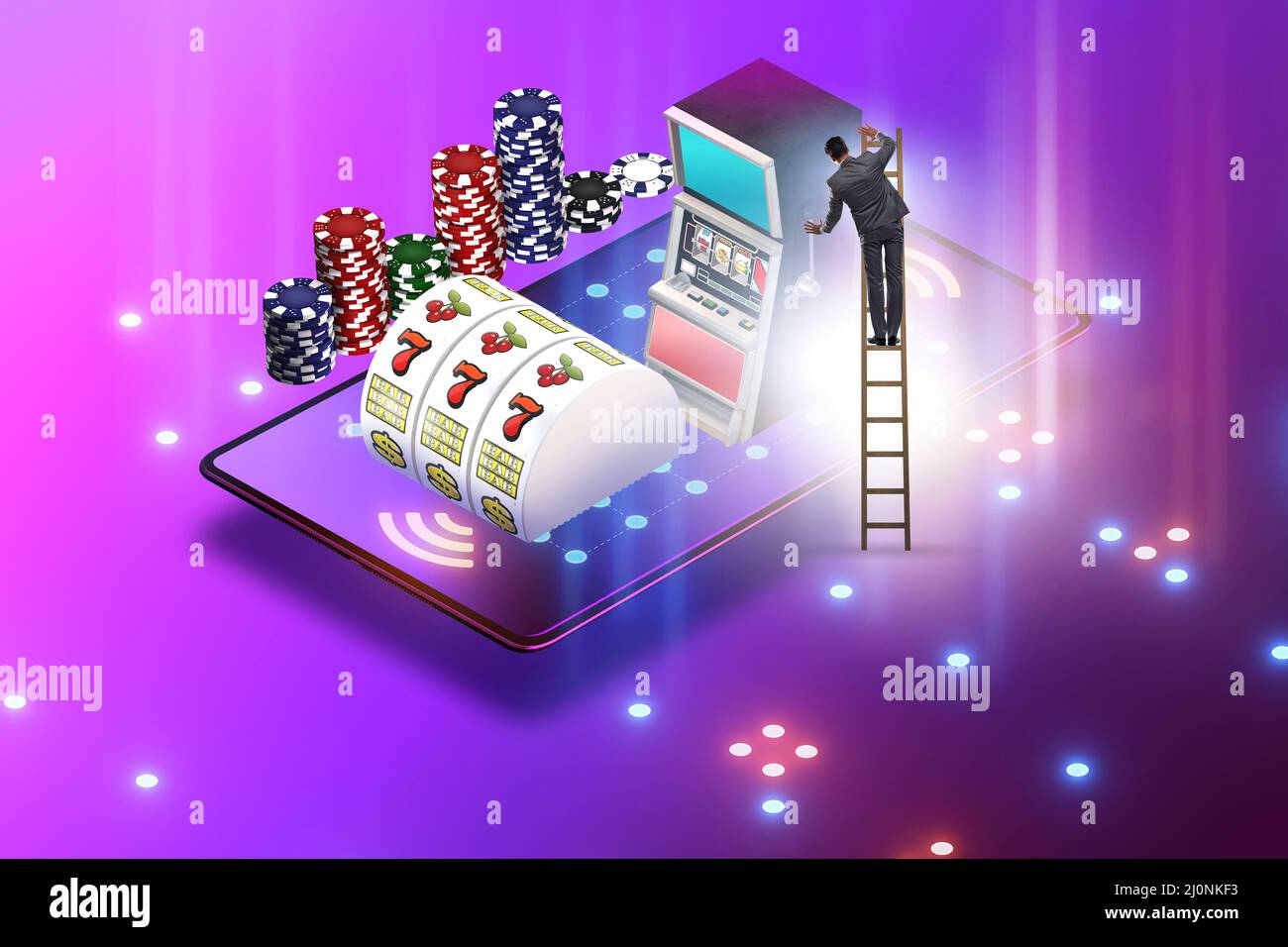 Empresario en concepto de casino en línea Foto de stock