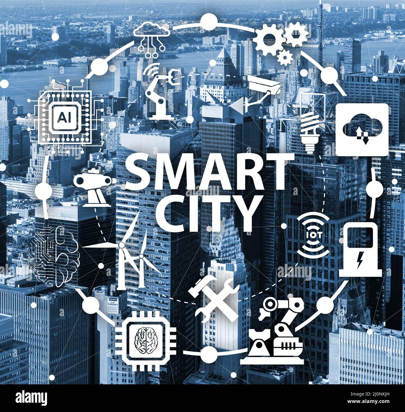Concepto de Smart City y el internet de las cosas Foto de stock