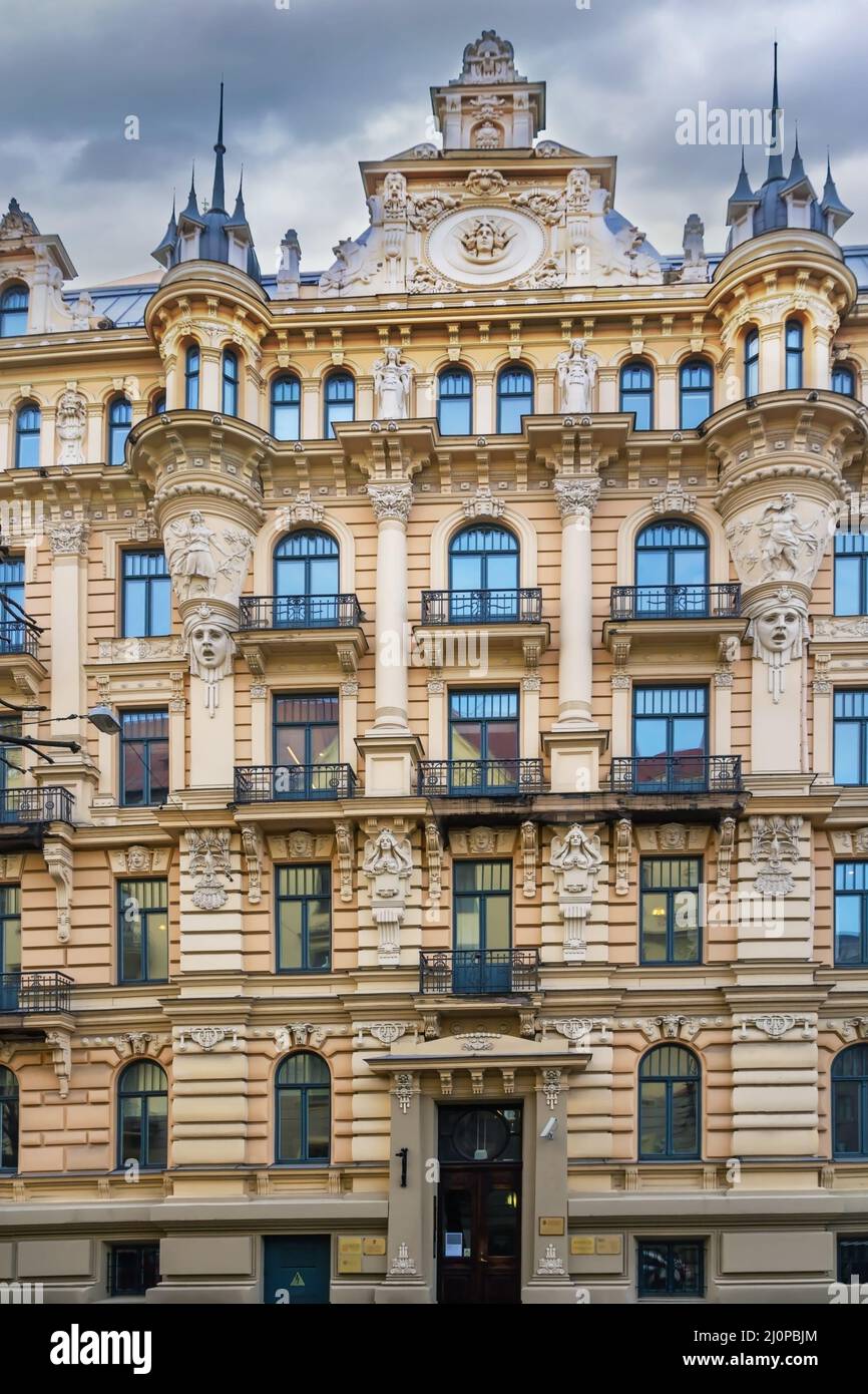 Edificio de estilo Art Nouveau, Riga, Letonia Foto de stock
