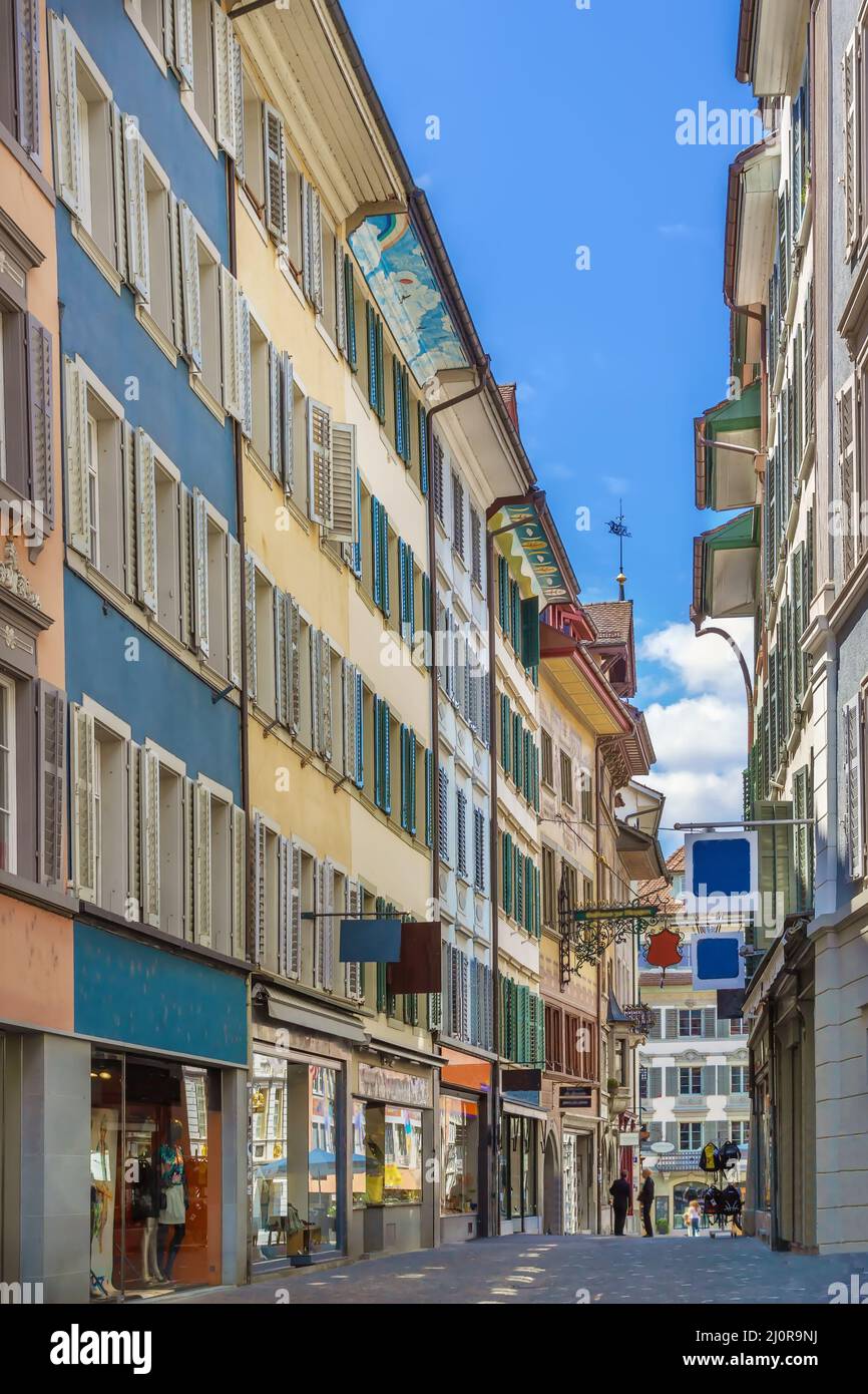 Calle en Lucerna, Suiza Foto de stock