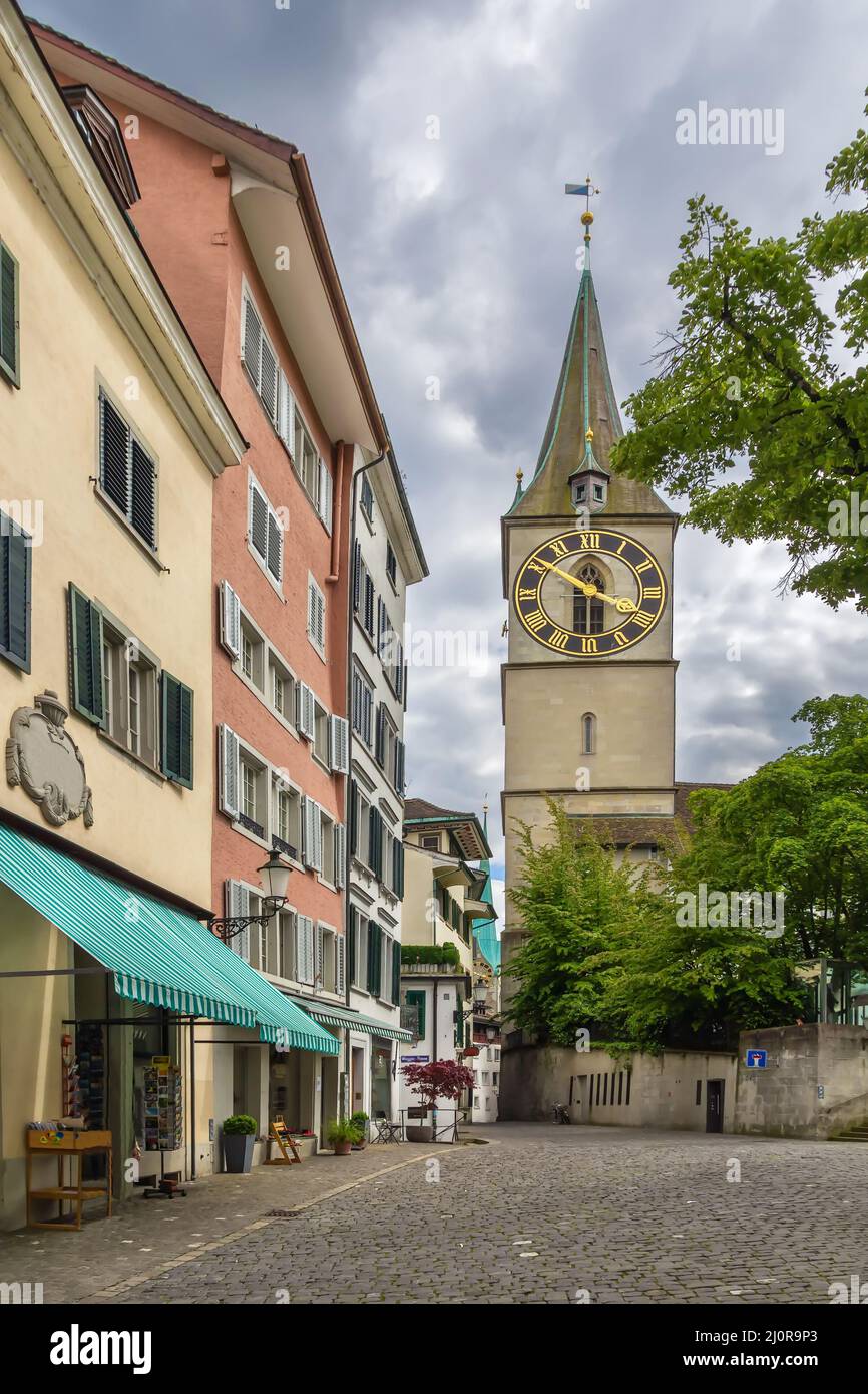 Iglesia de San Pedro, Zurich, Suiza Foto de stock