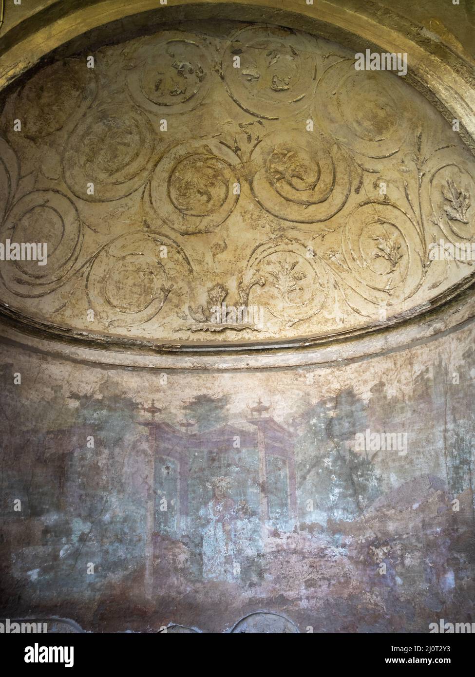 Motivos florales Estuco de la Casa del Menandro, Pompeya Foto de stock